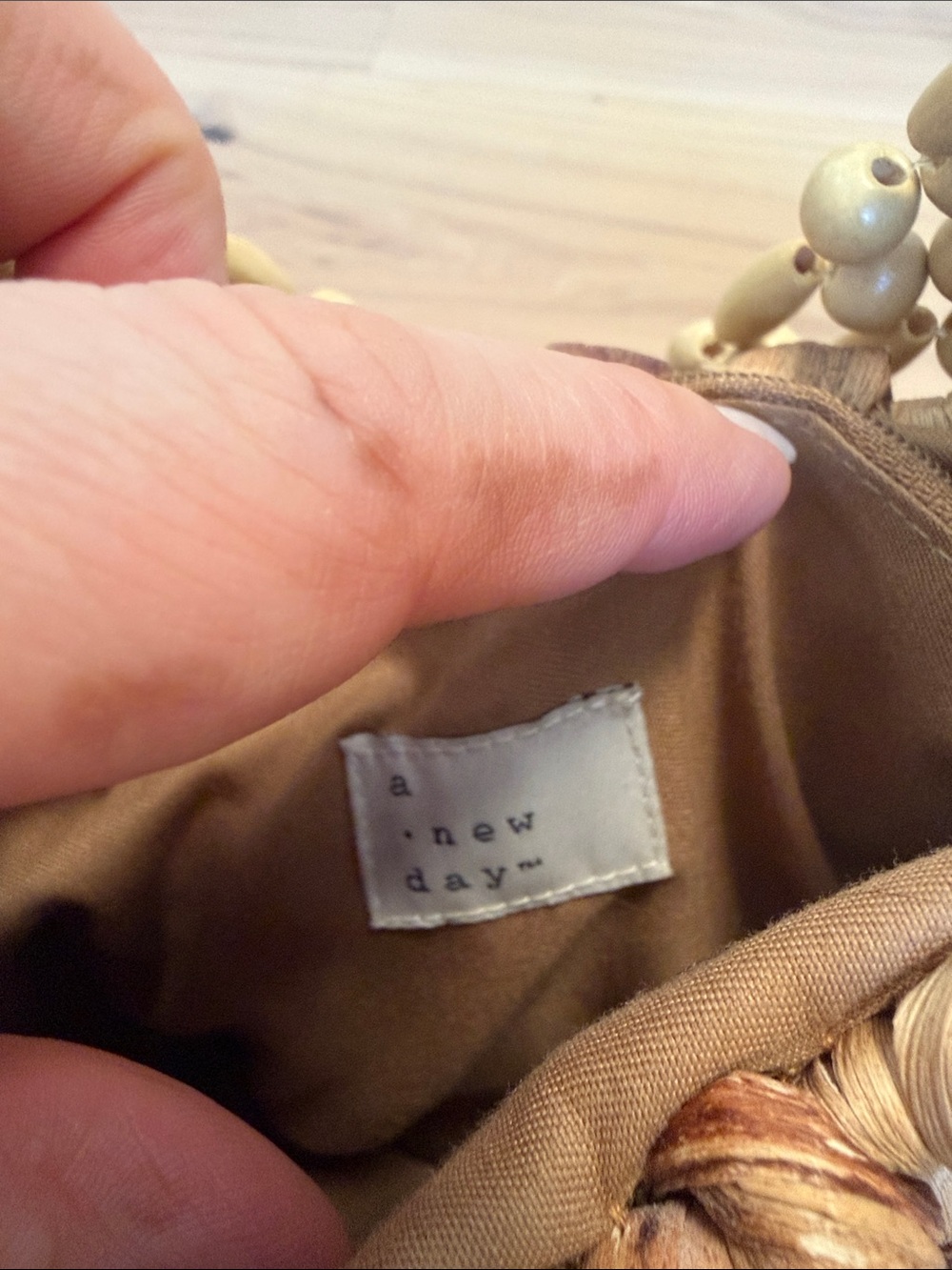 a new day Natural Woven Straw Shoulder Bag with Beaded Handle - Picture 2 of 7